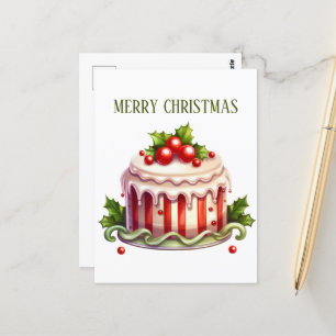 Weihnachts Aquarellkuchen ergänzen Text Postkarte