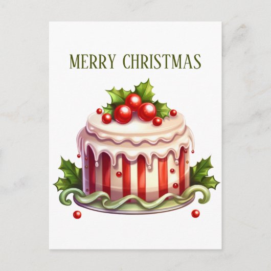 Weihnachts Aquarellkuchen ergänzen Text Postkarte (Vorderseite)