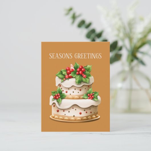 Weihnachts Aquarellkuchen ergänzen Text Postkarte (Stehend Vorderseite)