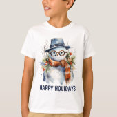 Weihnachts-Aquarellsnowman fügt Text hinzu T-Shirt (Vorderseite)
