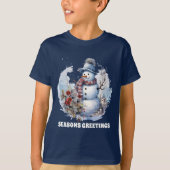 Weihnachts-Aquarellsnowman fügt Text hinzu T-Shirt (Vorderseite)