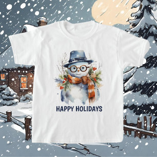Weihnachts-Aquarellsnowman fügt Text hinzu T-Shirt