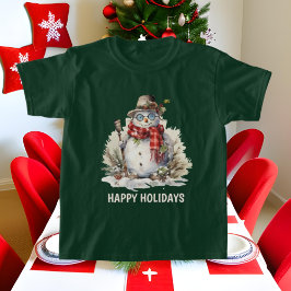 Weihnachts-Aquarellsnowman fügt Text hinzu T-Shirt