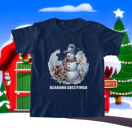 Weihnachts-Aquarellsnowman fügt Text hinzu T-Shirt