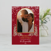 Weihnachts Arch Foto Blumengrün Folien Feiertagskarte (Stehend vorne)