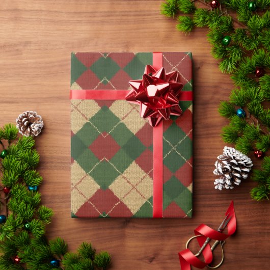 Weihnachts-Argyle-Karomuster Geschenkpapier (Feiertagsgeschenk)