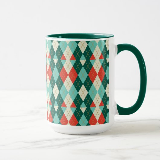 Weihnachts-Argyle - Retro-Stil Tasse (Rechts)