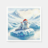 Weihnachts-Arktische Siegel mit Weihnachtsmannmütz Serviette (Vorderseite)