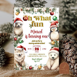 Weihnachts-Arktische Tiere Spaß am Geburtstag Einl Einladung