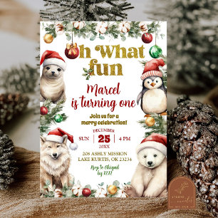 Weihnachts-Arktische Tiere Spaß am Geburtstag Einl Einladung