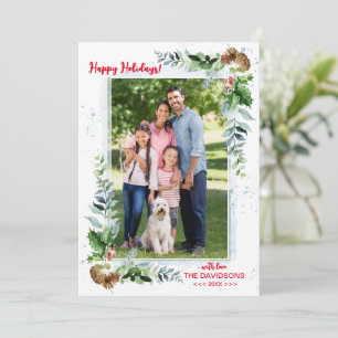 Weihnachts-Arrangement Rotes grünes Happy Holidays Feiertagskarte