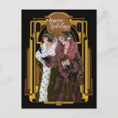 Weihnachts Art Deco Retro Ladys Postkarte (Vorderseite)