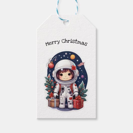 Weihnachts-Astronauten Geschenkanhänger (Vorderseite)