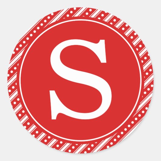 Weihnachts-Aufkleber mit Monogramm Runder Aufkleber (Vorderseite)