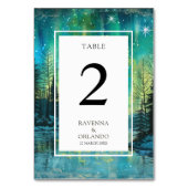 Weihnachts-Aurora-Waldsee-Nachthimmel-Hochzeit Tischnummer (Rückseite)