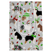 Weihnachts Australische Shepherd Mittlere Geschenk Geschenktüte (Rückseite)