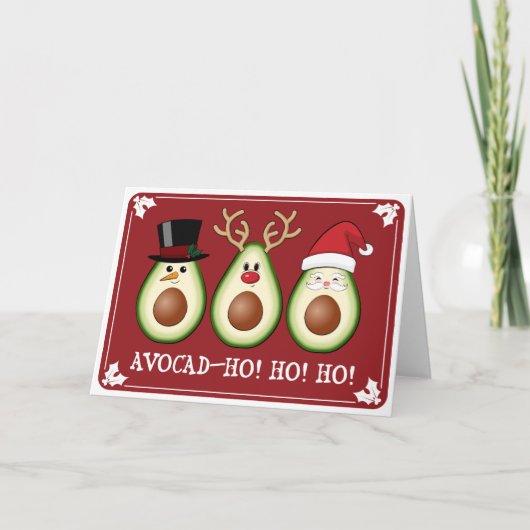 Weihnachts Avocado Frosty, Rudolph und Santa Karte (Vorderseite)