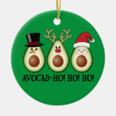 Weihnachts Avocado Frosty, Rudolph und Santa Keramik Ornament (Vorne)
