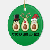Weihnachts Avocado Frosty, Rudolph und Santa Keramik Ornament (Links)