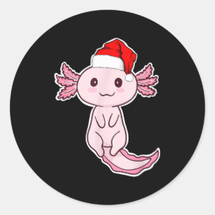 Weihnachts- Axolotl Runder Aufkleber