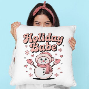 Weihnachts-Babe Süßer Rosa Schneemann Kissen
