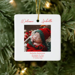 Weihnachts-Baby-Ankündigung Keramikornament