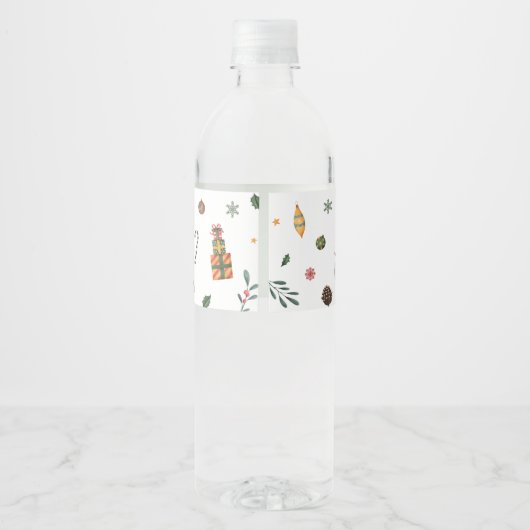 Weihnachts-Baby-Babydusche Wasserflaschenetikett (Rückseite)