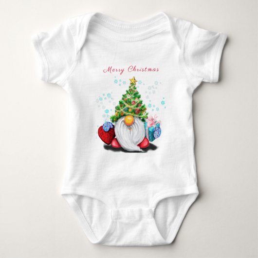 Weihnachts-Baby-Bodysuit-Gnome mit Geschenk für Si Baby Strampler (Vorderseite)