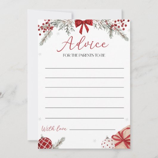 Weihnachts-Baby-Duschberatung für die Elternkarte Einladung (Vorderseite)