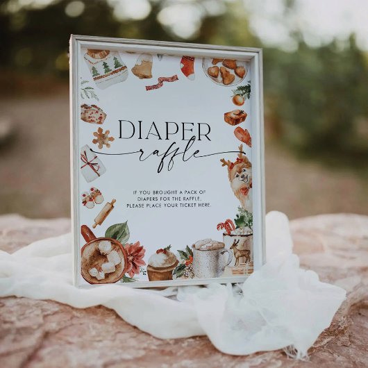 Weihnachts-Baby-Duschdiapers Raffle-Zeichen Sockelschild