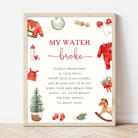 Weihnachts-Baby-Dusche Mein Wasser-Broke-Spiel-Zei Poster
