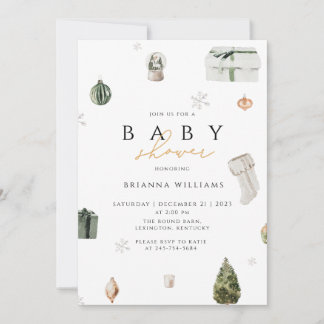 Weihnachts-Baby-Dusche Weihnachten Winter Einladung