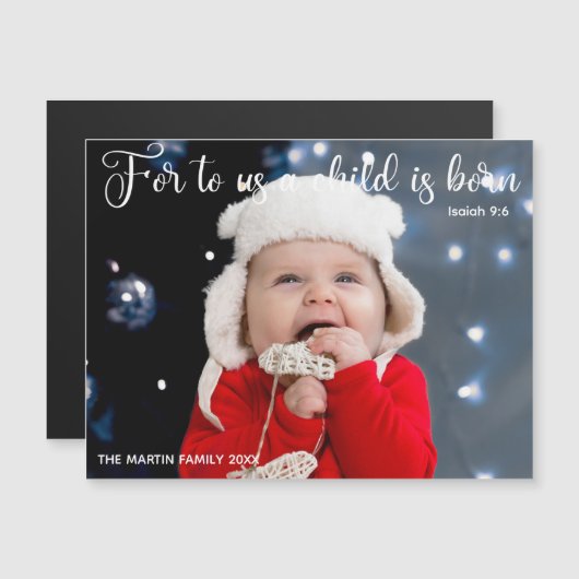Weihnachts Baby Foto Religious Verse Magnet Card (Vorne/Hinten)