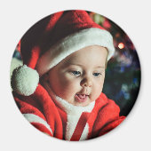 Weihnachts-Baby-Fotovorlage Runder Kühlschrank Magnet (Vorne)