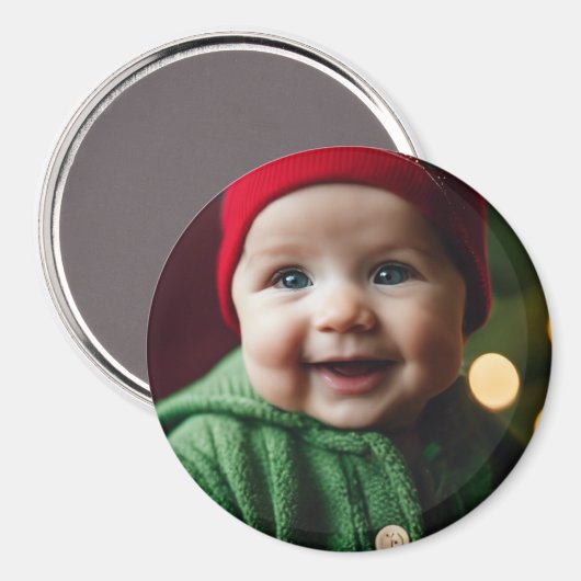 Weihnachts-Baby-Fotovorlage Runder Kühlschrank Magnet (Vorderseite/Rückseite)