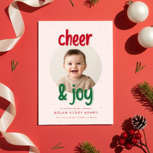 Weihnachts-Baby-Geburtsankündigung voller Freude u Feiertagskarte