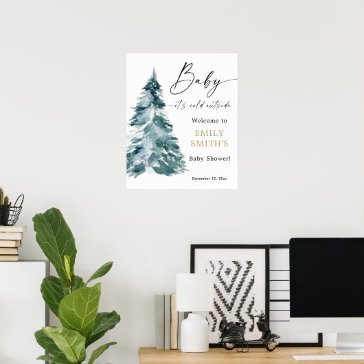 Weihnachts-Baby ist draußen kalt Poster (Heimbüro)