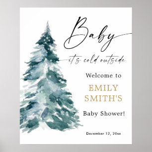 Weihnachts-Baby ist draußen kalt Poster