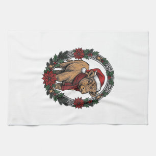 Weihnachts-Baby-Kalb-Vintage-Stich-Holiday-Shirt Geschirrtuch