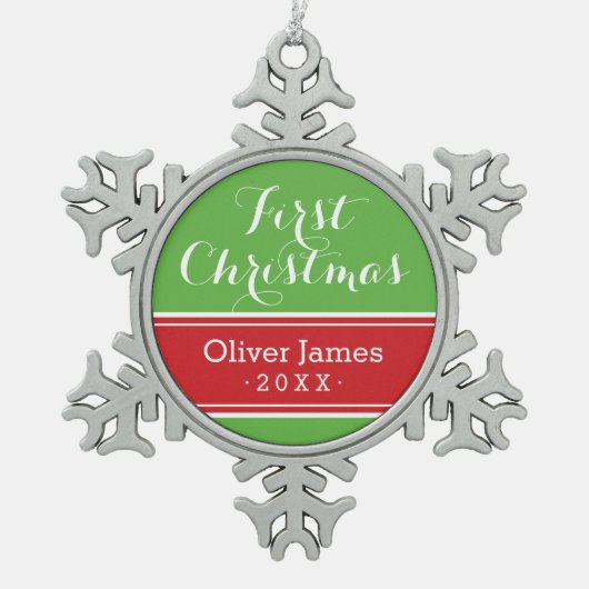 Weihnachts-Baby-Keepake-Holiday-Ornament Schneeflocken Zinn-Ornament (Vorderseite)