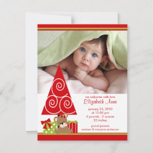 Weihnachts-Baby-Mädchen-Fotoankündigung Feiertagskarte