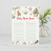 Weihnachts Baby Name Baby Shooting Game Card Einladung (Stehend Vorderseite)