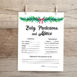 Weihnachts Baby Predictions Baby Shower Game Card