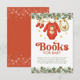 Weihnachts-Baby-Shower-Bücher für Baby-Wäscheleine Begleitkarte