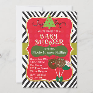 Weihnachts-BABY-SHOWER-Cake-Pops und Baum-Einladun Einladung