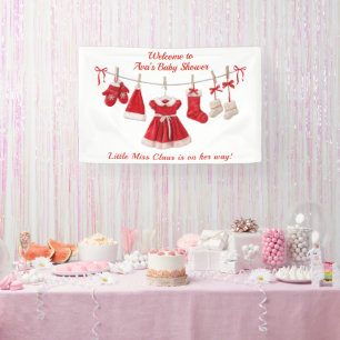 Weihnachts-Baby-Shower Santa-Kleidung Rot & Weiß Banner