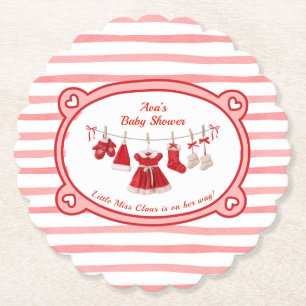 Weihnachts-Baby-Shower Santa-Kleidung Rot & Weiß Untersetzer