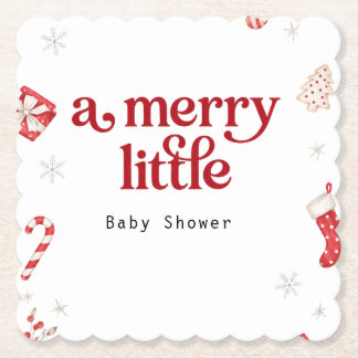 Weihnachts-Baby-Shower-Unterlage | Fröhliches klei Untersetzer