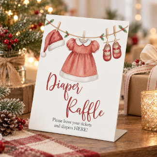 Weihnachts-Baby-Shower-Windel-Raffle-Podiumsschild Sockelschild