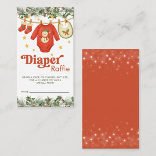 Weihnachts-Baby-Shower-Windel-Raffle-Ticket Begleitkarte